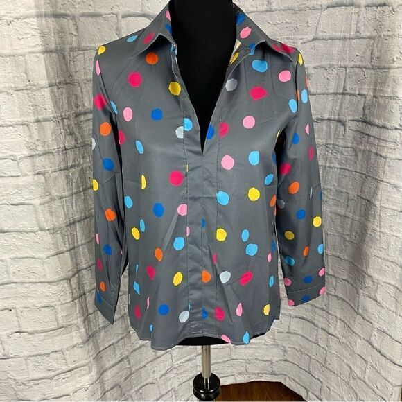 Misslook Longsleeve button down collared polka dot shirt sz S - Picture 1 of 10